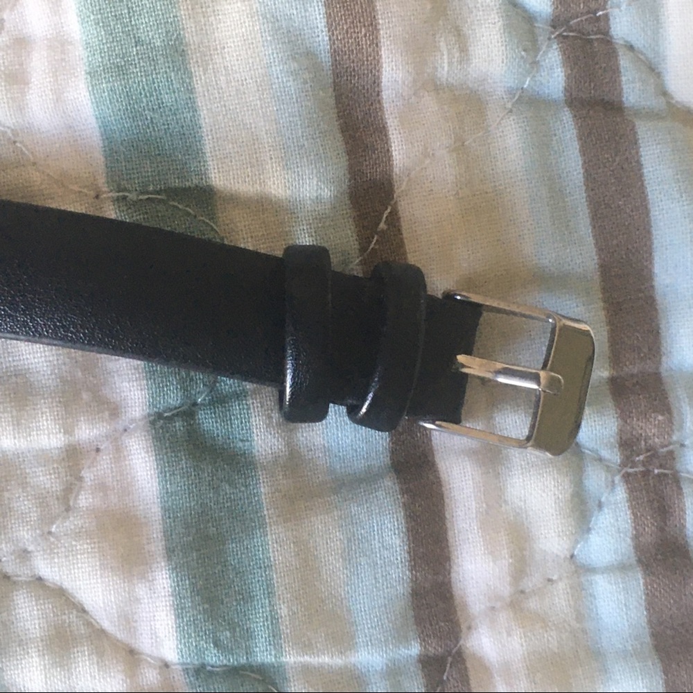 Cat Face Crystal Bow Leather Strap Watch - Black - Picture 2 of 4
